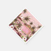 Tropische Palmen Pflanze und rosa Meer Serviette (Ecke)