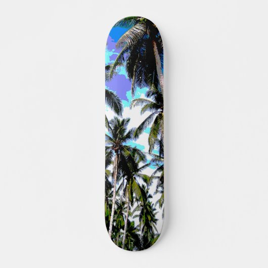 Tropische Palmen. Posterisiertes Design. Skateboard (Vorne)