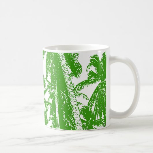 Tropische Palmen. Posterisiertes Leaf-Muster. Kaffeetasse (Rechts)
