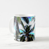 Tropische Palmen. Posterisiertes Leaf-Muster. Kaffeetasse (Vorderseite Links)