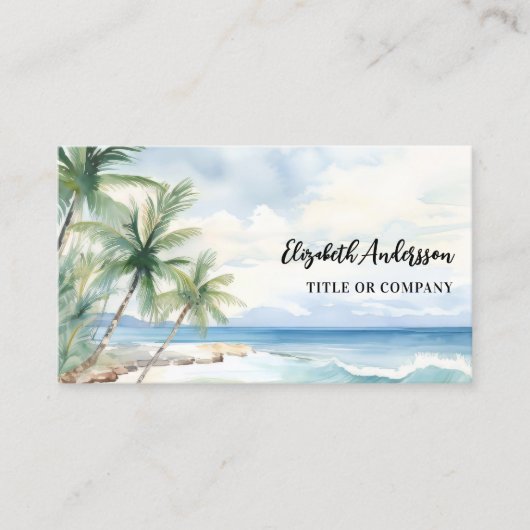 Tropische Palmen QR Code Social Media Visitenkarte (Vorderseite)