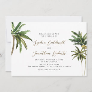 Tropische Palmen QR-Code Ziel Hochzeit Einladung