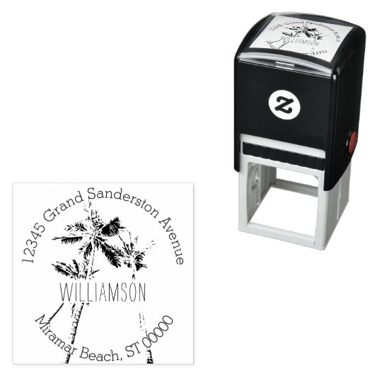 Tropische Palmen Rücksendeadresse Permastempel (Beispiel)