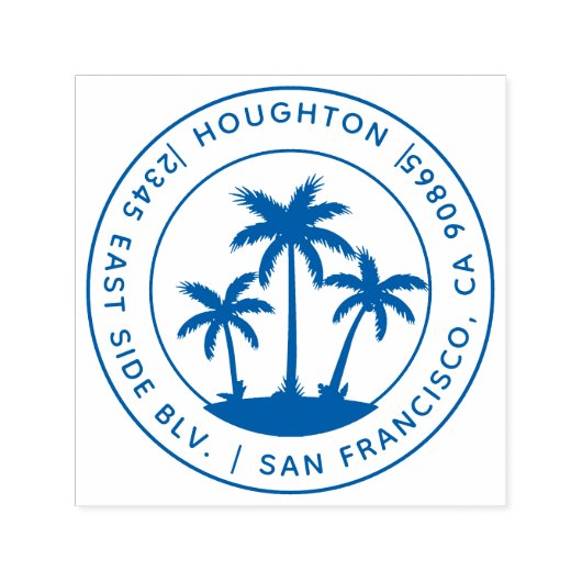 Tropische Palmen Runde Rücksendeadresse Permastempel (Design)