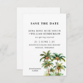 Tropische Palmen Save the Date flach (Vorne/Hinten)
