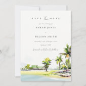 Tropische Palmen Save the Date Karte (Vorderseite)