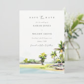 Tropische Palmen Save the Date Karte (Stehend Vorderseite)