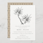 Tropische Palmen Schwarz-weiße Sketch-Verlobung Einladung (Vorne/Hinten)