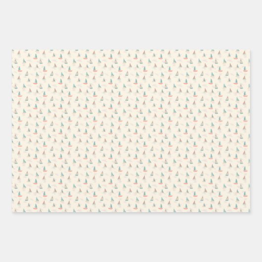 Tropische Palmen, Segelboote, Flamingos - Pfirsich Geschenkpapier Set (Vorderseite 2)