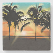 Tropische Palmen Steinuntersetzer (Vorderseite)