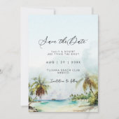Tropische Palmen Strand-Szene Save the Date Karte (Vorderseite)