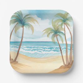 Tropische Palmen | Strandfarbenhochzeit Pappteller