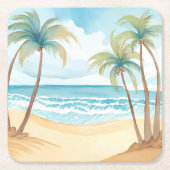 Tropische Palmen | Strandfarbenhochzeit Rechteckiger Pappuntersetzer (Vorderseite)