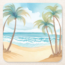 Tropische Palmen | Strandfarbenhochzeit Rechteckiger Pappuntersetzer