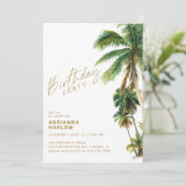Tropische Palmen | Summer Beach Birthday Party Einladung (Stehend Vorderseite)