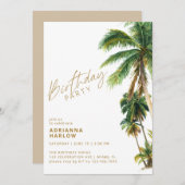 Tropische Palmen | Summer Beach Birthday Party Einladung (Vorne/Hinten)