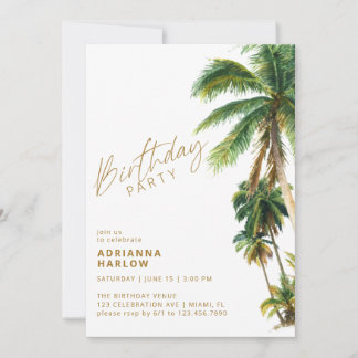 Tropische Palmen | Summer Beach Birthday Party Einladung