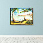 Tropische Palmen und bewachsene Canvas Leinwanddruck (Insitu (Holzboden))