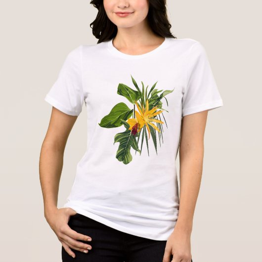 Tropische Palmen und Blume. Tri-Blend Shirt (Vorderseite)