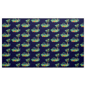 Tropische Palmen und Blumen auf der Marine Stoff (Yard (91,4 cm))