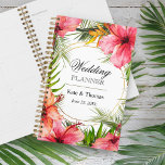 Tropische Palmen und Hibiskus Blume Hochzeit Planer<br><div class="desc">Hochzeitsplanerheft mit tropischen Hibiskus-Blume und Palmen-Blätter mit goldenen Ringen,  die Ihre Namen und Hochzeitsdatum.</div>