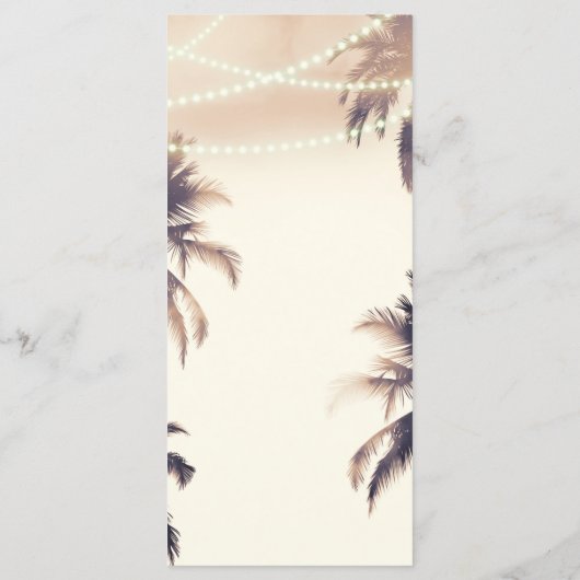 Tropische Palmen und Lichter Cream Dream Menu Menükarte (Rückseite)