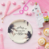 Tropische Palmen und Lichter Creme Pappteller (Party)