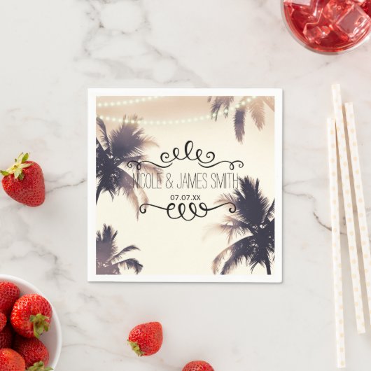 Tropische Palmen und Lichter Creme Serviette (Beispiel)