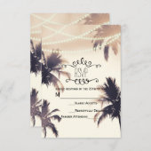 Tropische Palmen und Lichter Creme Traum RSVP Kart (Vorne/Hinten)