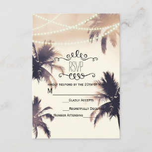Tropische Palmen und Lichter Creme Traum RSVP Kart Karte