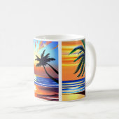 Tropische Palmen und Ozeanfarben Kaffeetasse (VorderseiteRechts)