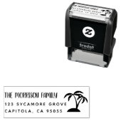 Tropische Palmen und Rücksendeadresse von Familien Permastempel (Beispiel)