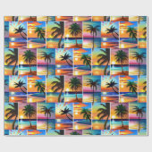 Tropische Palmen und Sonnenuntergänge Geschenkpapier (Flach)