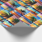 Tropische Palmen und Sonnenuntergänge Geschenkpapier (Ecke)