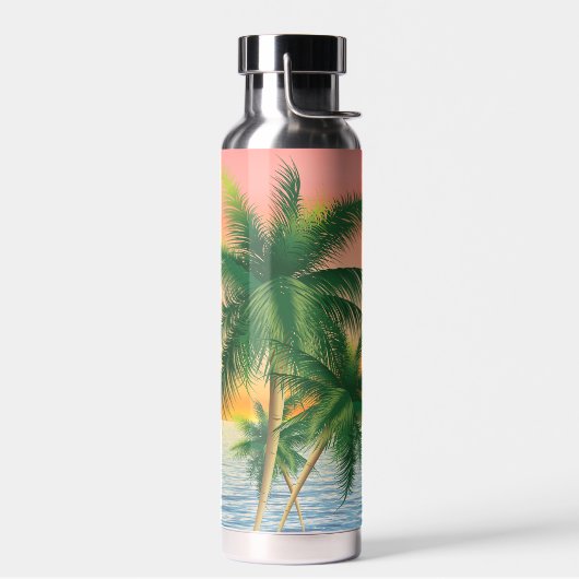 Tropische Palmen und Sonnenuntergänge Trinkflasche (Links)