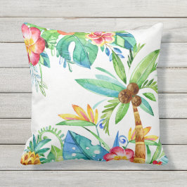 Tropische Palmen und tropische Wasserfarben Kissen