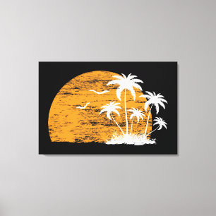 Tropische Palmen und Vögel Leinwanddruck