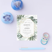 Tropische Palmen und weiße Blumen Hochzeit Flyer (Einzeln)