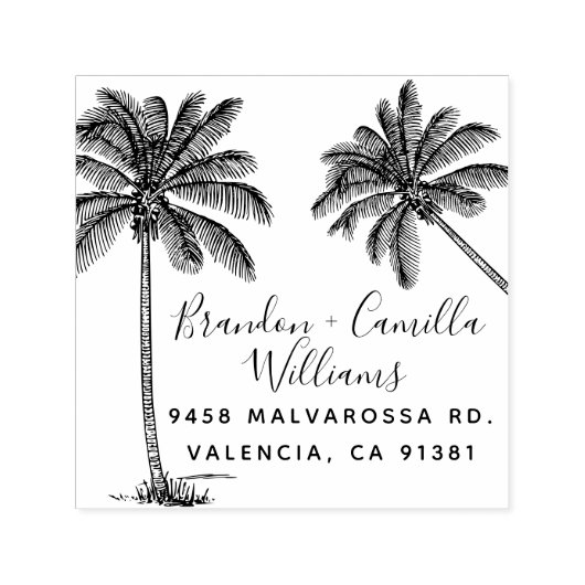Tropische Palmen Verheiratete Rücksendeadresse Permastempel (Design)