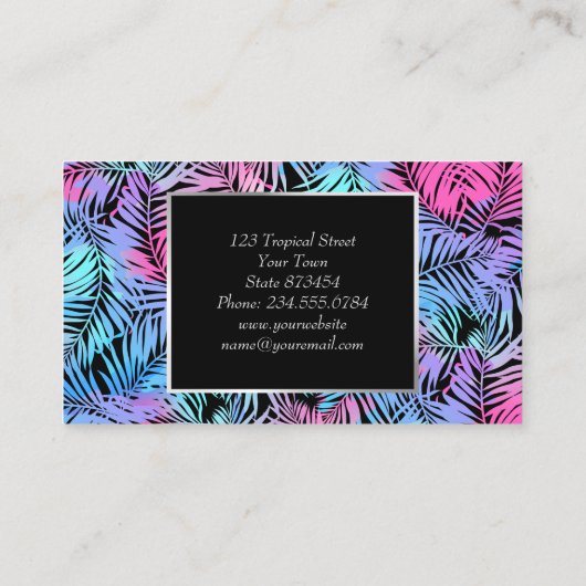 Tropische Palmen Visitenkarte (Rückseite)