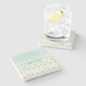 Tropische Palmen Wasserfarbe Steinuntersetzer (Seitenansicht)