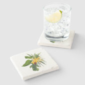 Tropische Palmenäste, exotischer Blume Steinuntersetzer (Seitenansicht)