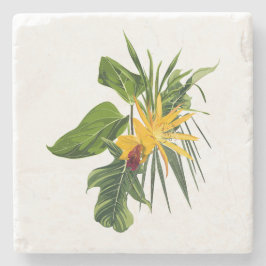 Tropische Palmenäste, exotischer Blume Steinuntersetzer