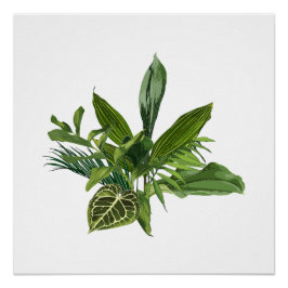 Tropische Palmenbananen und exotische Blätter. Poster