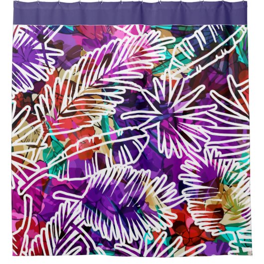 Tropische Palmenbaum-Blätter Duschvorhang (Vorderseite)