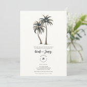Tropische Palmenbaum-Rustikal-Partnerpartei Einladung (Stehend Vorderseite)