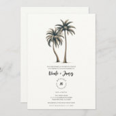 Tropische Palmenbaum-Rustikal-Partnerpartei Einladung (Vorne/Hinten)
