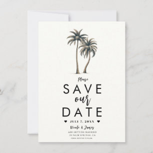Tropische Palmenbaum Strandhochzeit Save the Date Einladung