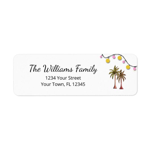 Tropische Palmenbaum String Lights Rücksendeadress (Vorne)