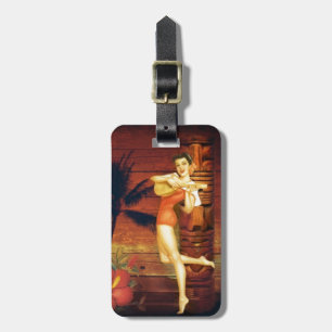 Tropische Palmenbaum Totem Pol hawaiian Girl aloha Gepäckanhänger